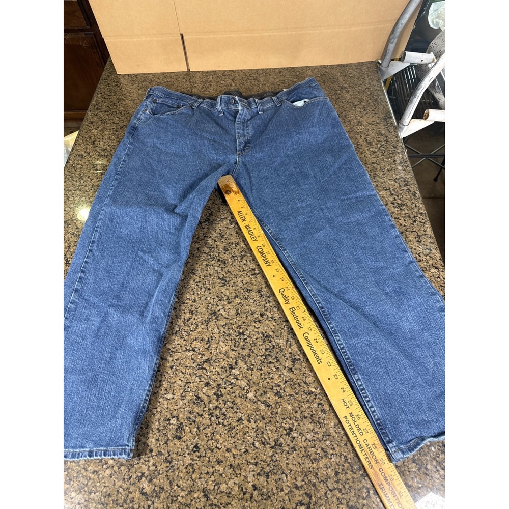 Wrangler Authentics Mens Jeans 46x30 Blue Straight Leg Stretch ZM3CSSL Denim